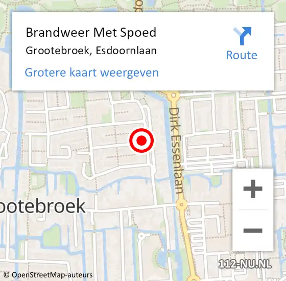 Locatie op kaart van de 112 melding: Brandweer Met Spoed Naar Grootebroek, Esdoornlaan op 29 januari 2022 13:26