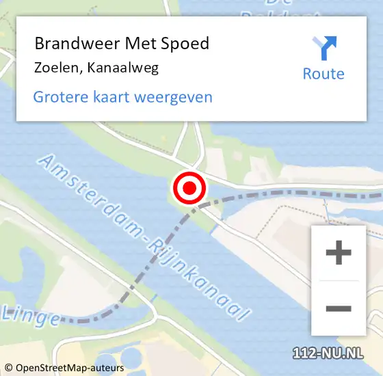Locatie op kaart van de 112 melding: Brandweer Met Spoed Naar Zoelen, Kanaalweg op 29 januari 2022 13:38