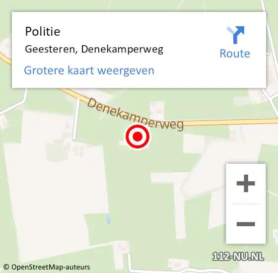 Locatie op kaart van de 112 melding: Politie Geesteren, Denekamperweg op 29 januari 2022 13:47