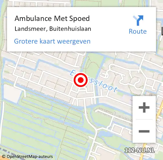 Locatie op kaart van de 112 melding: Ambulance Met Spoed Naar Landsmeer, Buitenhuislaan op 29 januari 2022 13:54