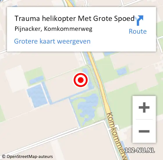 Locatie op kaart van de 112 melding: Trauma helikopter Met Grote Spoed Naar Pijnacker, Komkommerweg op 29 januari 2022 14:00