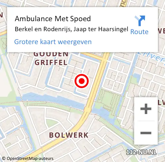 Locatie op kaart van de 112 melding: Ambulance Met Spoed Naar Berkel en Rodenrijs, Jaap ter Haarsingel op 29 januari 2022 14:09