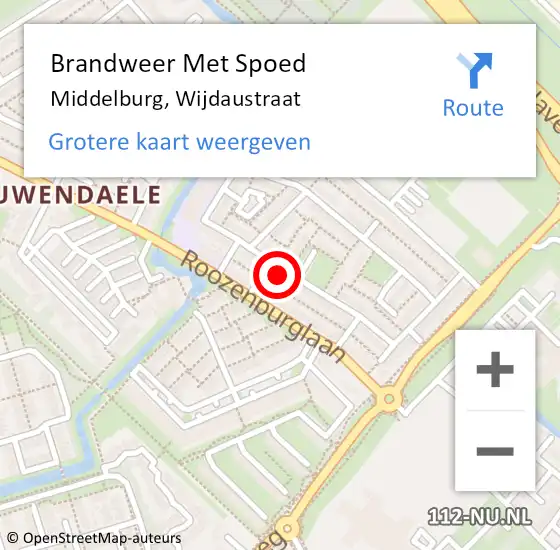 Locatie op kaart van de 112 melding: Brandweer Met Spoed Naar Middelburg, Wijdaustraat op 29 januari 2022 14:34