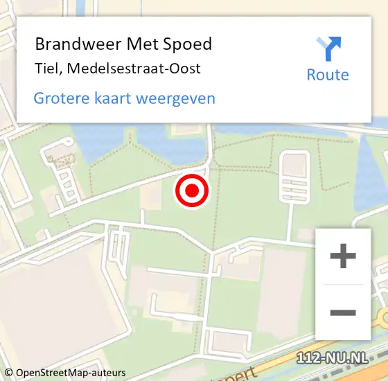 Locatie op kaart van de 112 melding: Brandweer Met Spoed Naar Tiel, Medelsestraat-Oost op 29 januari 2022 14:41