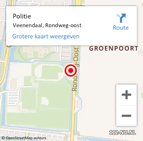 Locatie op kaart van de 112 melding: Politie Veenendaal, Rondweg-oost op 29 januari 2022 14:46