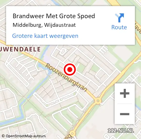 Locatie op kaart van de 112 melding: Brandweer Met Grote Spoed Naar Middelburg, Wijdaustraat op 29 januari 2022 14:46