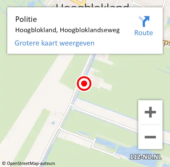 Locatie op kaart van de 112 melding: Politie Hoogblokland, Hoogbloklandseweg op 29 januari 2022 14:54