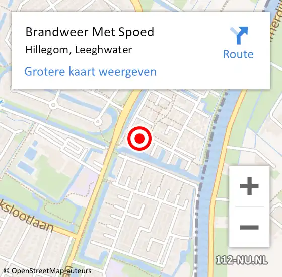 Locatie op kaart van de 112 melding: Brandweer Met Spoed Naar Hillegom, Leeghwater op 29 januari 2022 14:56