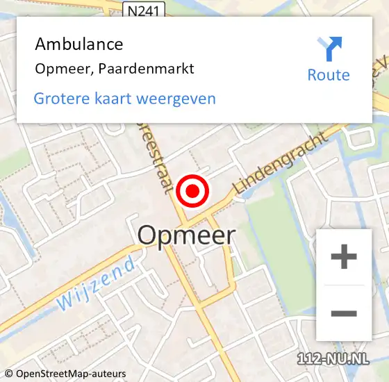 Locatie op kaart van de 112 melding: Ambulance Opmeer, Paardenmarkt op 29 januari 2022 15:12