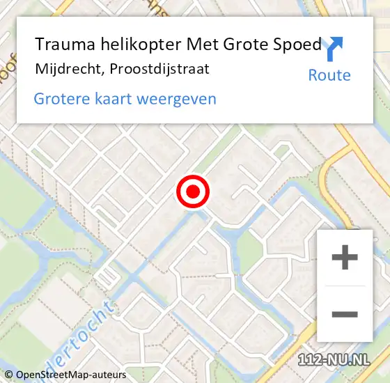 Locatie op kaart van de 112 melding: Trauma helikopter Met Grote Spoed Naar Mijdrecht, Proostdijstraat op 29 januari 2022 15:19