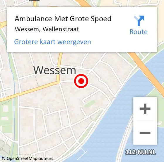 Locatie op kaart van de 112 melding: Ambulance Met Grote Spoed Naar Wessem, Wallenstraat op 6 juli 2014 18:40