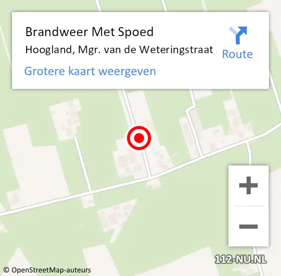 Locatie op kaart van de 112 melding: Brandweer Met Spoed Naar Hoogland, Mgr. van de Weteringstraat op 29 januari 2022 15:23