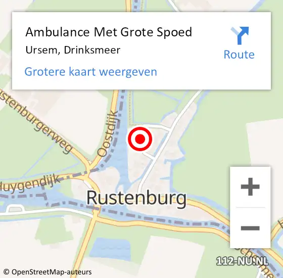 Locatie op kaart van de 112 melding: Ambulance Met Grote Spoed Naar Ursem, Drinksmeer op 29 januari 2022 15:28