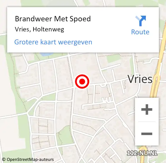 Locatie op kaart van de 112 melding: Brandweer Met Spoed Naar Vries, Holtenweg op 29 januari 2022 15:31