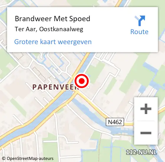 Locatie op kaart van de 112 melding: Brandweer Met Spoed Naar Ter Aar, Oostkanaalweg op 29 januari 2022 15:34