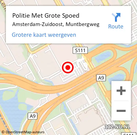 Locatie op kaart van de 112 melding: Politie Met Grote Spoed Naar Amsterdam-Zuidoost, Muntbergweg op 29 januari 2022 15:36
