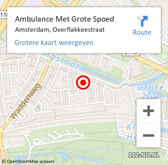 Locatie op kaart van de 112 melding: Ambulance Met Grote Spoed Naar Amsterdam, Overflakkeestraat op 29 januari 2022 16:05