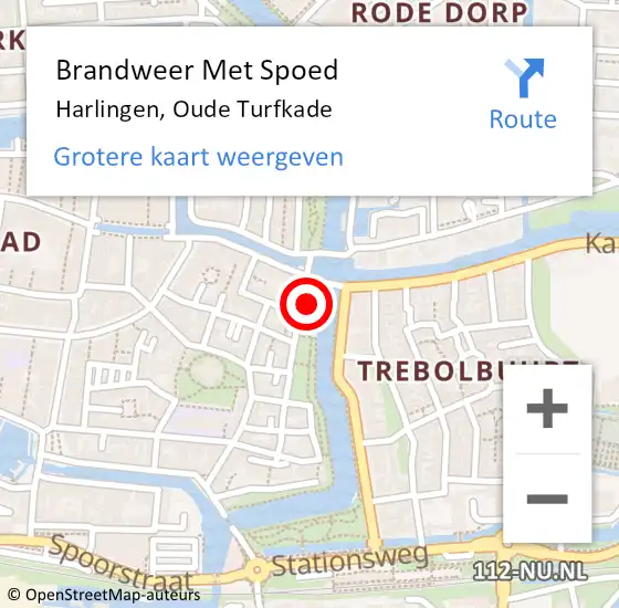 Locatie op kaart van de 112 melding: Brandweer Met Spoed Naar Harlingen, Oude Turfkade op 29 januari 2022 16:19