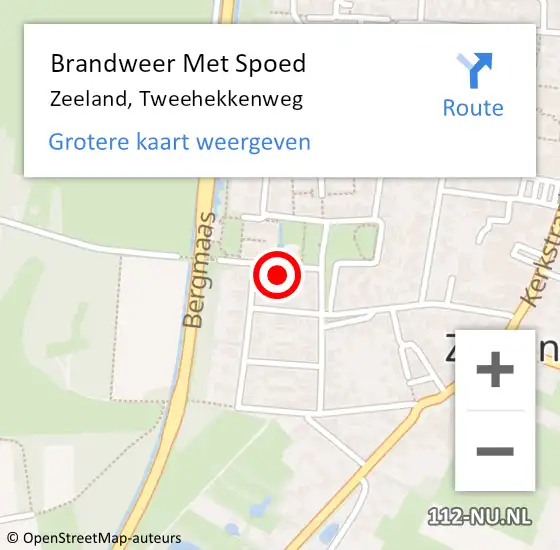 Locatie op kaart van de 112 melding: Brandweer Met Spoed Naar Zeeland, Tweehekkenweg op 29 januari 2022 16:30