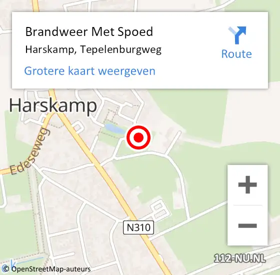 Locatie op kaart van de 112 melding: Brandweer Met Spoed Naar Harskamp, Tepelenburgweg op 29 januari 2022 16:37