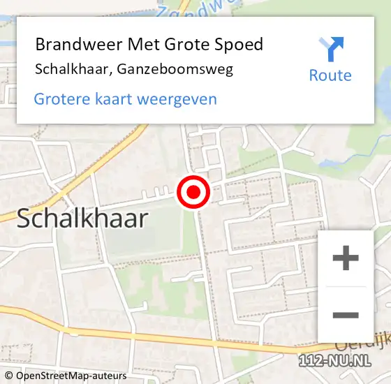 Locatie op kaart van de 112 melding: Brandweer Met Grote Spoed Naar Schalkhaar, Ganzeboomsweg op 6 juli 2014 18:49