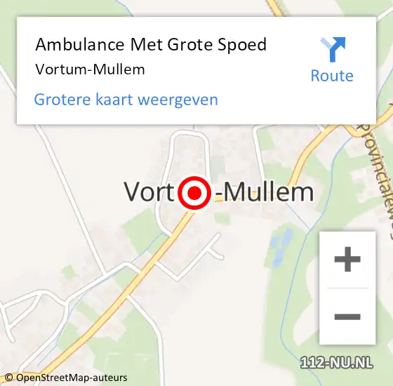 Locatie op kaart van de 112 melding: Ambulance Met Grote Spoed Naar Vortum-Mullem op 29 januari 2022 16:40