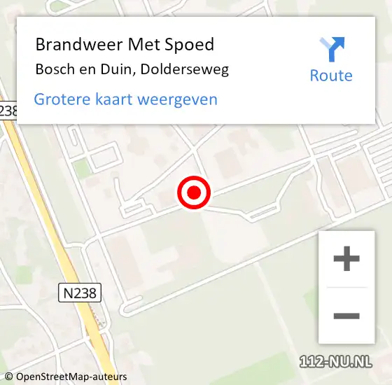 Locatie op kaart van de 112 melding: Brandweer Met Spoed Naar Bosch en Duin, Dolderseweg op 29 januari 2022 16:41