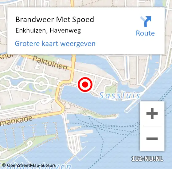 Locatie op kaart van de 112 melding: Brandweer Met Spoed Naar Enkhuizen, Havenweg op 29 januari 2022 16:45