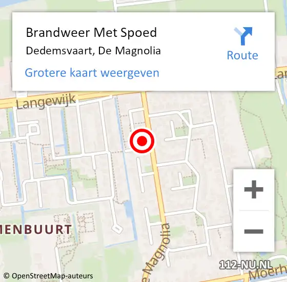 Locatie op kaart van de 112 melding: Brandweer Met Spoed Naar Dedemsvaart, De Magnolia op 29 januari 2022 16:49