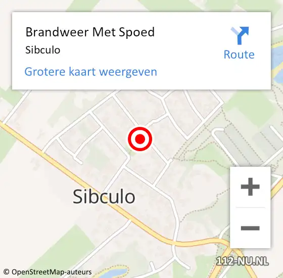 Locatie op kaart van de 112 melding: Brandweer Met Spoed Naar Sibculo op 29 januari 2022 16:55