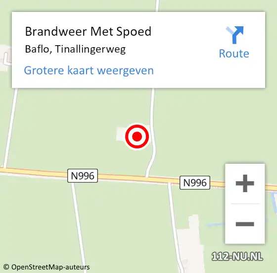 Locatie op kaart van de 112 melding: Brandweer Met Spoed Naar Baflo, Tinallingerweg op 29 januari 2022 16:57