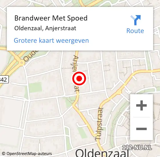 Locatie op kaart van de 112 melding: Brandweer Met Spoed Naar Oldenzaal, Anjerstraat op 29 januari 2022 17:14