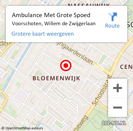 Locatie op kaart van de 112 melding: Ambulance Met Grote Spoed Naar Voorschoten, Willem de Zwijgerlaan op 29 januari 2022 17:15