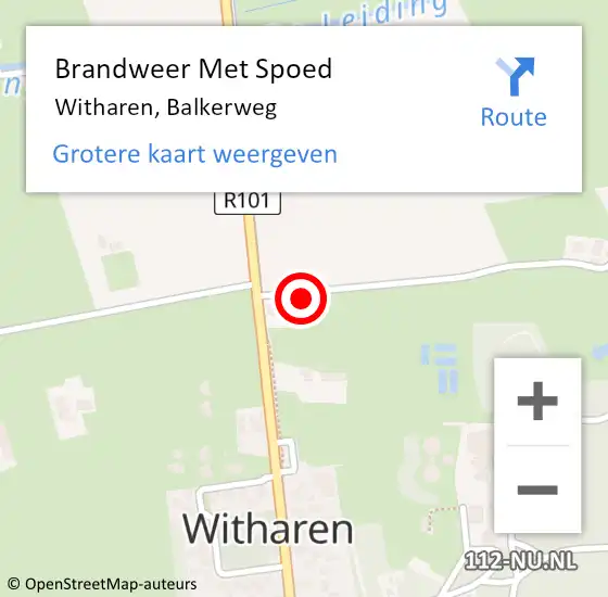 Locatie op kaart van de 112 melding: Brandweer Met Spoed Naar Witharen, Balkerweg op 29 januari 2022 17:17