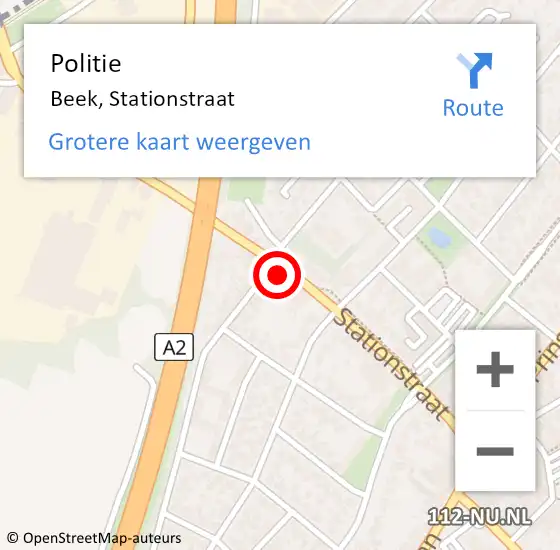 Locatie op kaart van de 112 melding: Politie Beek, Stationstraat op 29 januari 2022 17:18