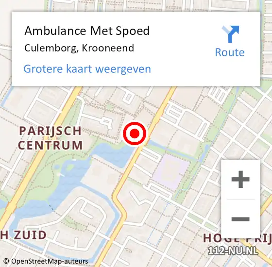 Locatie op kaart van de 112 melding: Ambulance Met Spoed Naar Culemborg, Krooneend op 29 januari 2022 17:25