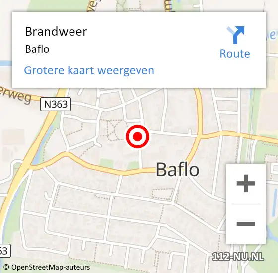 Locatie op kaart van de 112 melding: Brandweer Baflo op 29 januari 2022 17:29