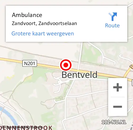 Locatie op kaart van de 112 melding: Ambulance Zandvoort, Zandvoortselaan op 29 januari 2022 17:30