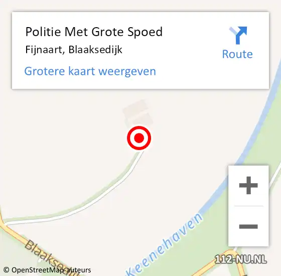 Locatie op kaart van de 112 melding: Politie Met Grote Spoed Naar Fijnaart, Blaaksedijk op 29 januari 2022 17:39