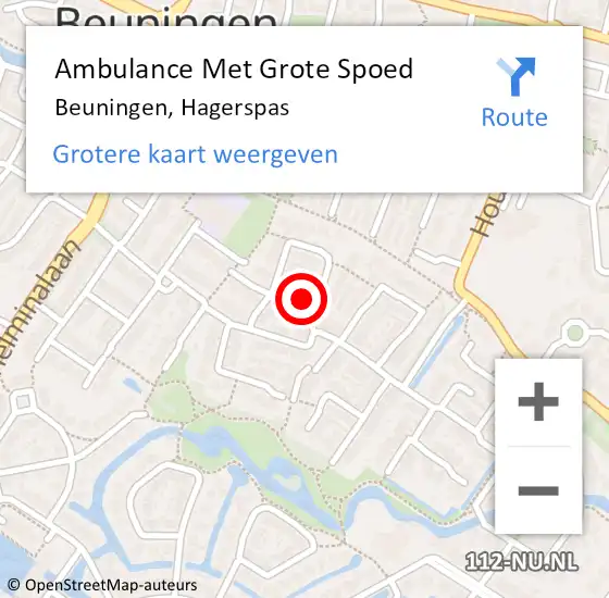 Locatie op kaart van de 112 melding: Ambulance Met Grote Spoed Naar Beuningen, Hagerspas op 29 januari 2022 17:42