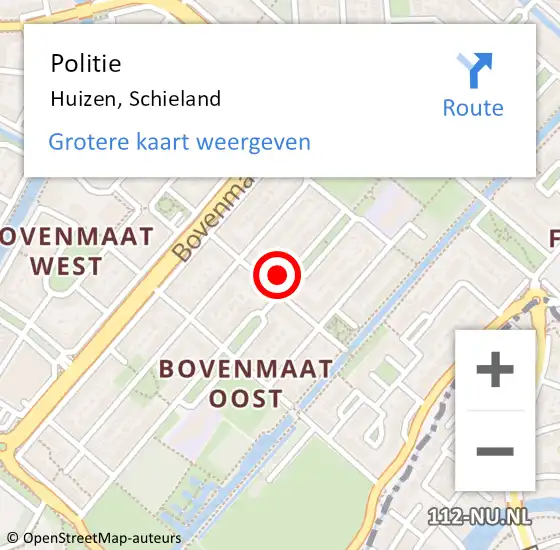 Locatie op kaart van de 112 melding: Politie Huizen, Schieland op 29 januari 2022 17:50