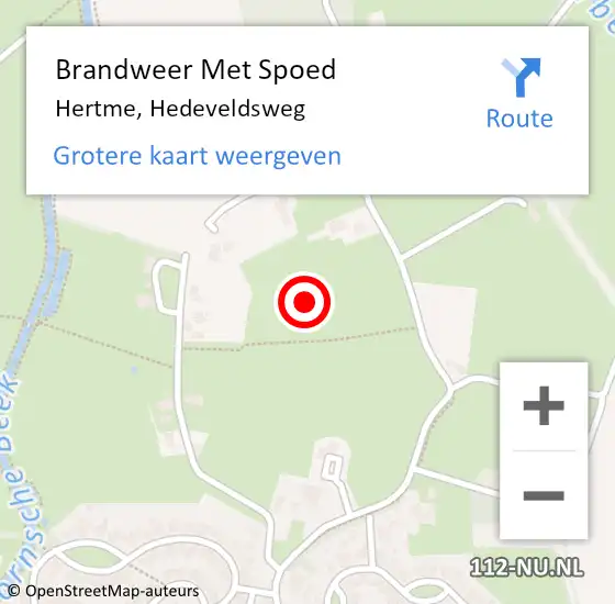 Locatie op kaart van de 112 melding: Brandweer Met Spoed Naar Hertme, Hedeveldsweg op 29 januari 2022 18:04