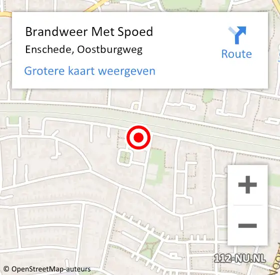 Locatie op kaart van de 112 melding: Brandweer Met Spoed Naar Enschede, Oostburgweg op 29 januari 2022 18:04