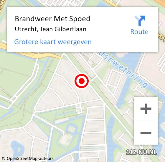 Locatie op kaart van de 112 melding: Brandweer Met Spoed Naar Utrecht, Jean Gilbertlaan op 29 januari 2022 18:15