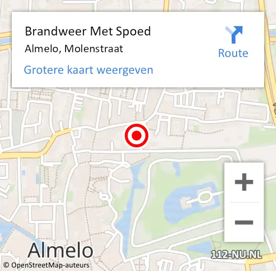 Locatie op kaart van de 112 melding: Brandweer Met Spoed Naar Almelo, Molenstraat op 29 januari 2022 18:15