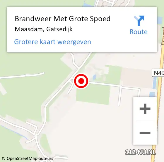 Locatie op kaart van de 112 melding: Brandweer Met Grote Spoed Naar Maasdam, Gatsedijk op 29 januari 2022 18:22