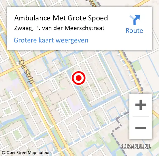 Locatie op kaart van de 112 melding: Ambulance Met Grote Spoed Naar Zwaag, P. van der Meerschstraat op 29 januari 2022 18:32