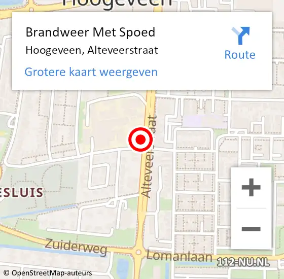 Locatie op kaart van de 112 melding: Brandweer Met Spoed Naar Hoogeveen, Alteveerstraat op 29 januari 2022 18:36