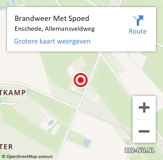 Locatie op kaart van de 112 melding: Brandweer Met Spoed Naar Enschede, Allemansveldweg op 29 januari 2022 18:36