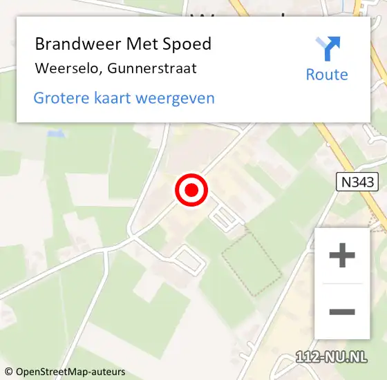 Locatie op kaart van de 112 melding: Brandweer Met Spoed Naar Weerselo, Gunnerstraat op 29 januari 2022 18:51